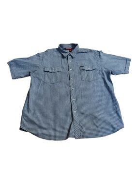 Rocawear Men's Blue Check Short-Sleeve Button-Down Shirt